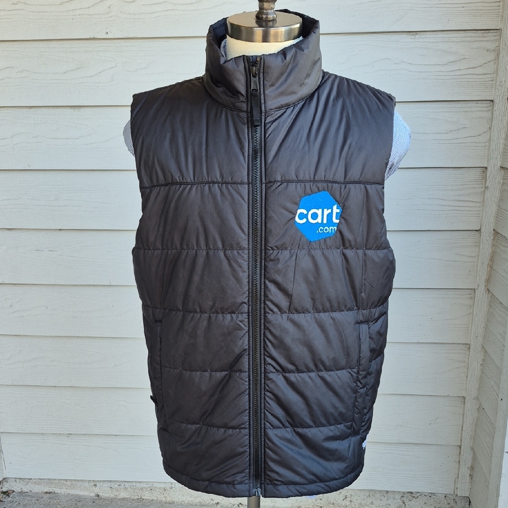 THE NORTH FACE Black Polyester Down Puffer Embroidered Mens Large Full Zip Vest